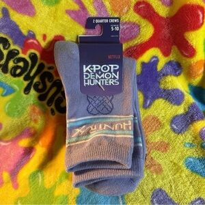 BNWT (2) Pack K Pop Demon Hunter Quarter Crew Socks